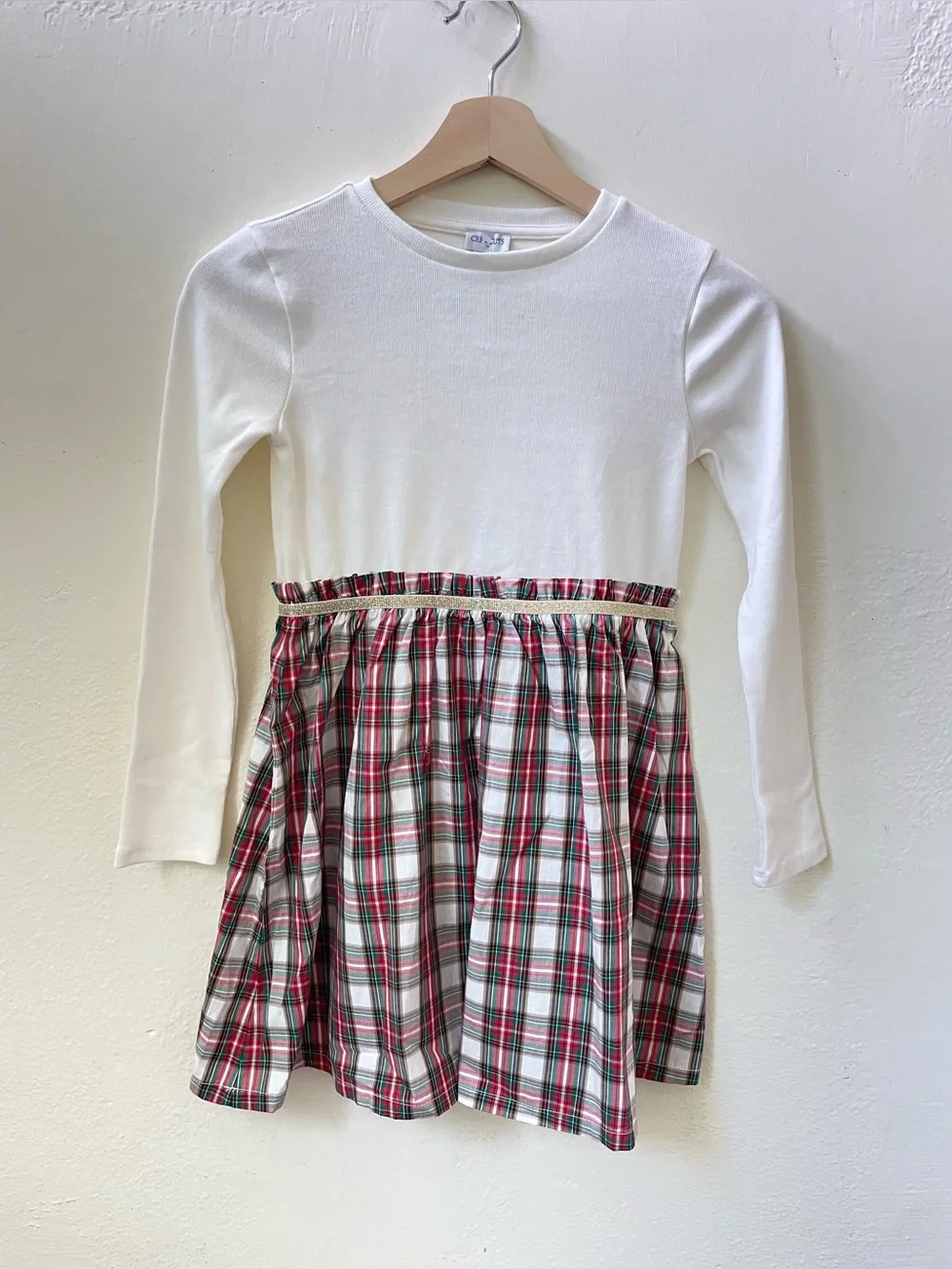 NWT Crewcuts Girls 8 Plaid Tartan Mixed Media Dress Holiday Christmas Festive - Picture 1 of 8
